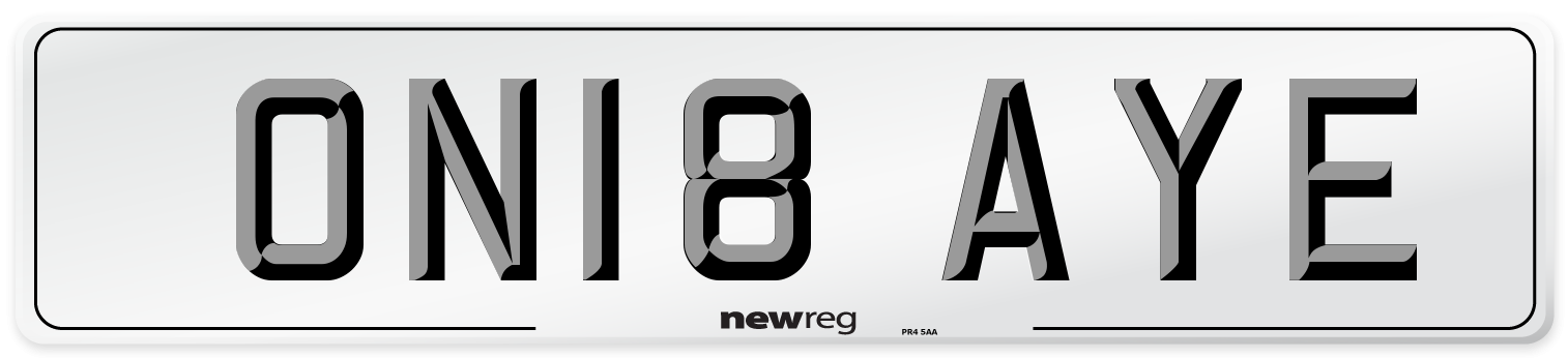 ON18 AYE Number Plate from New Reg